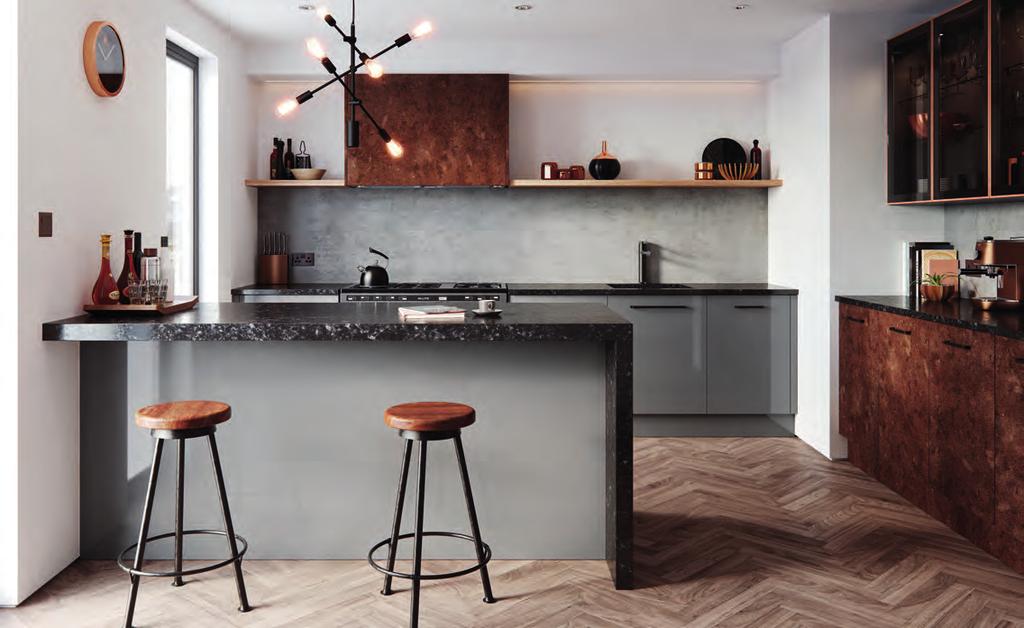 36 COSDON by MID GREY, RUST + COPPER 37 Mid Grey, Rust + Copper Contrasting tones, such as the