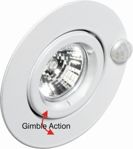 Adjustable Gimble Downlight with Motion Detector Luminaire Alloy Gimble Kit Fineline : 4390401 360⁰ detection angle with
