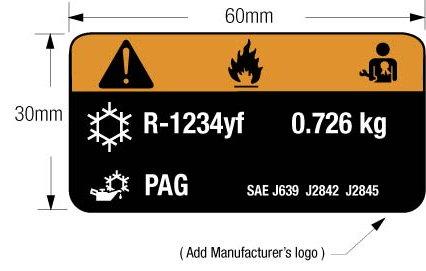 Servicing Differences Typical OEM R-134a Label