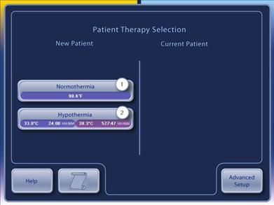 1-3 Therapy Selection screen When the self-test is complete, the Patient Therapy Selection screen will appear on the control panel. Therapy Screens P C K E D F J I H G L M N Fig.