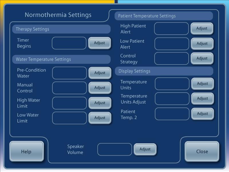 Enabling Manual Control will not automatically change the default settings. When enabled, the Manual Control button is visible in the upper right hand corner of the Therapy screen.