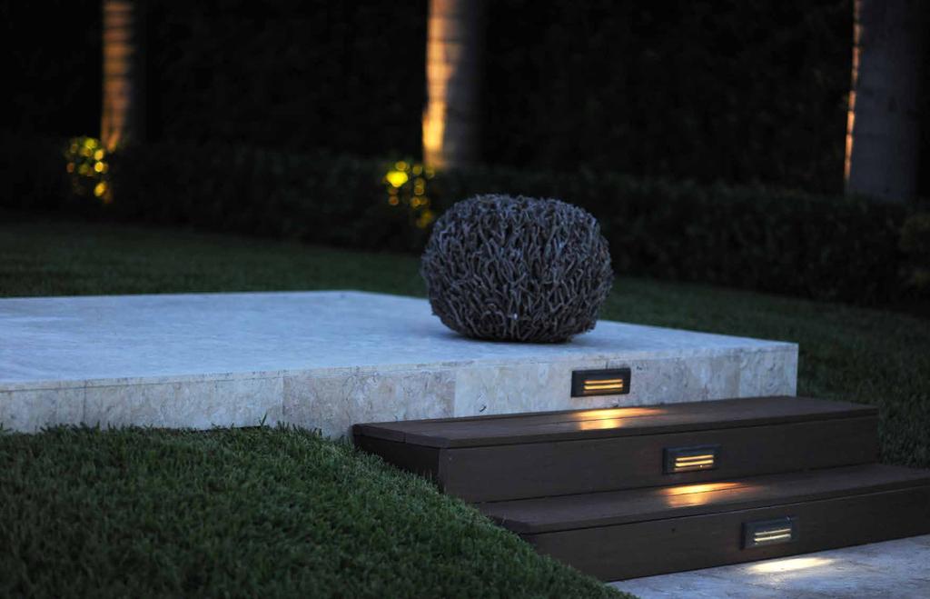 STEP AND DECK LIGHTS Recessed step lights and mounted deck lights provide illumination for steps and leisure areas.