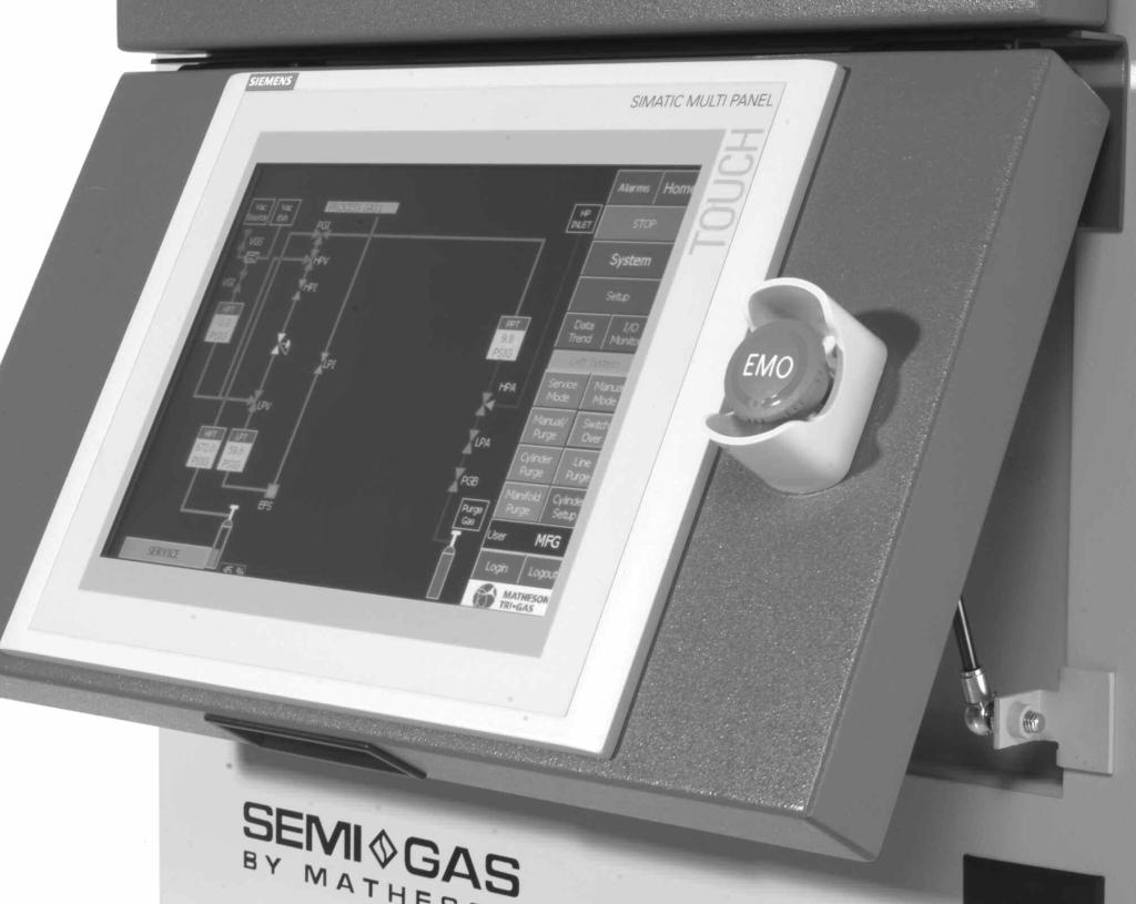 SEMI-GAS CONSUL TM Programmable Logic Controller Powered by a Siemens S7-300 PLC 279 Features and Benefits Integrated menu driven color touch screen display monitors critical parameters and performs