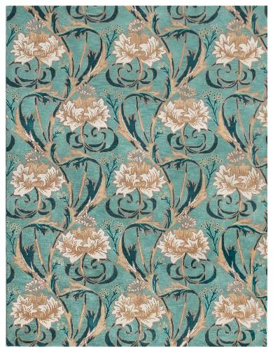 The Art Nouveau rug from Elements & Origins is offered in two colorways. http://www.rugnews.