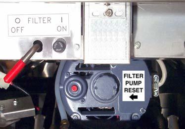 WARNING The filter pump is equipped with a manual reset switch (see photo below) in case the filter motor overheats or an electrical fault occurs.