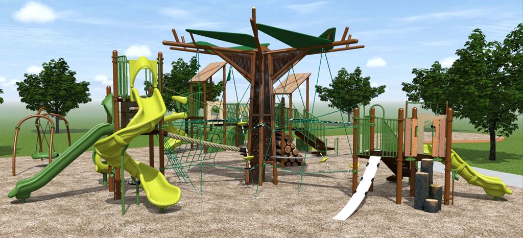 PLAYMAKER NATURE S OUTPOST (BEHIND BRANCH OUT STRUCTURE) UNITY HOOPLA SWING (5-) Playground Equipment Plan BRANCH