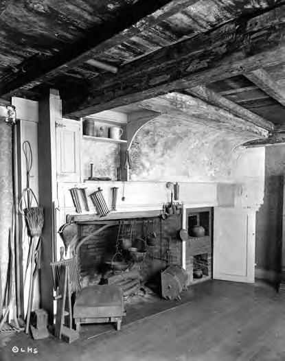 Note the wallpaper between the boxed beams on the ceiling. Courtesy of the Lexington Historical Society.