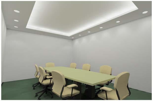 Conference Room To achieve these goals, the redesign concept will feature Fluorescent lamps hidden in a hollowed out trough in the center tray,