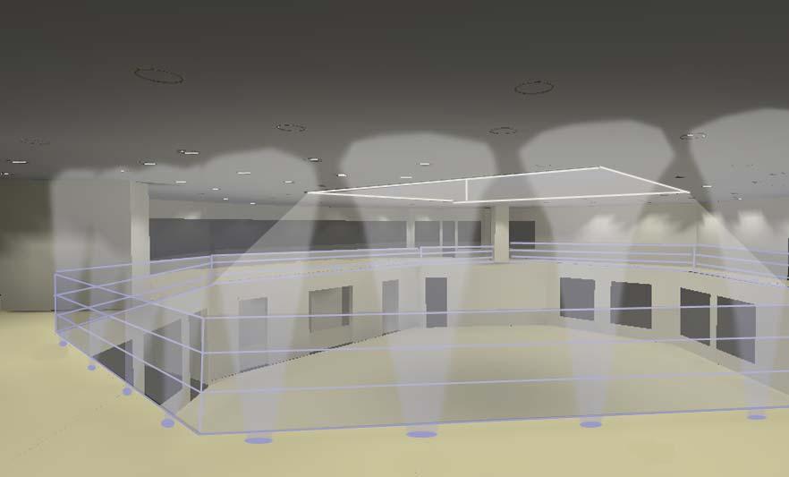 Lobby A Photoshop rendering of the proposed redesign is shown below: Light drawing up attention to skylight LED