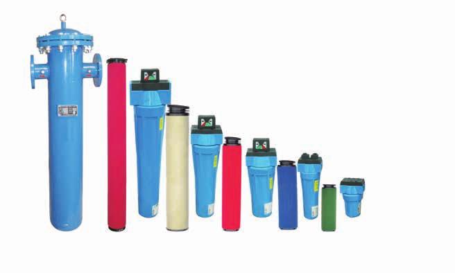 COMPRESSED AIR FILTERS Liquid separator filter (C) 3 micro, 5ppm Particulate filter (T) 1micro,1ppm Oil removal filter (A) 0.01micro, 0.01ppm Oil removal extra fine filter (AA) 0.01micro, 0.001ppm Vapor filter (H) 0.