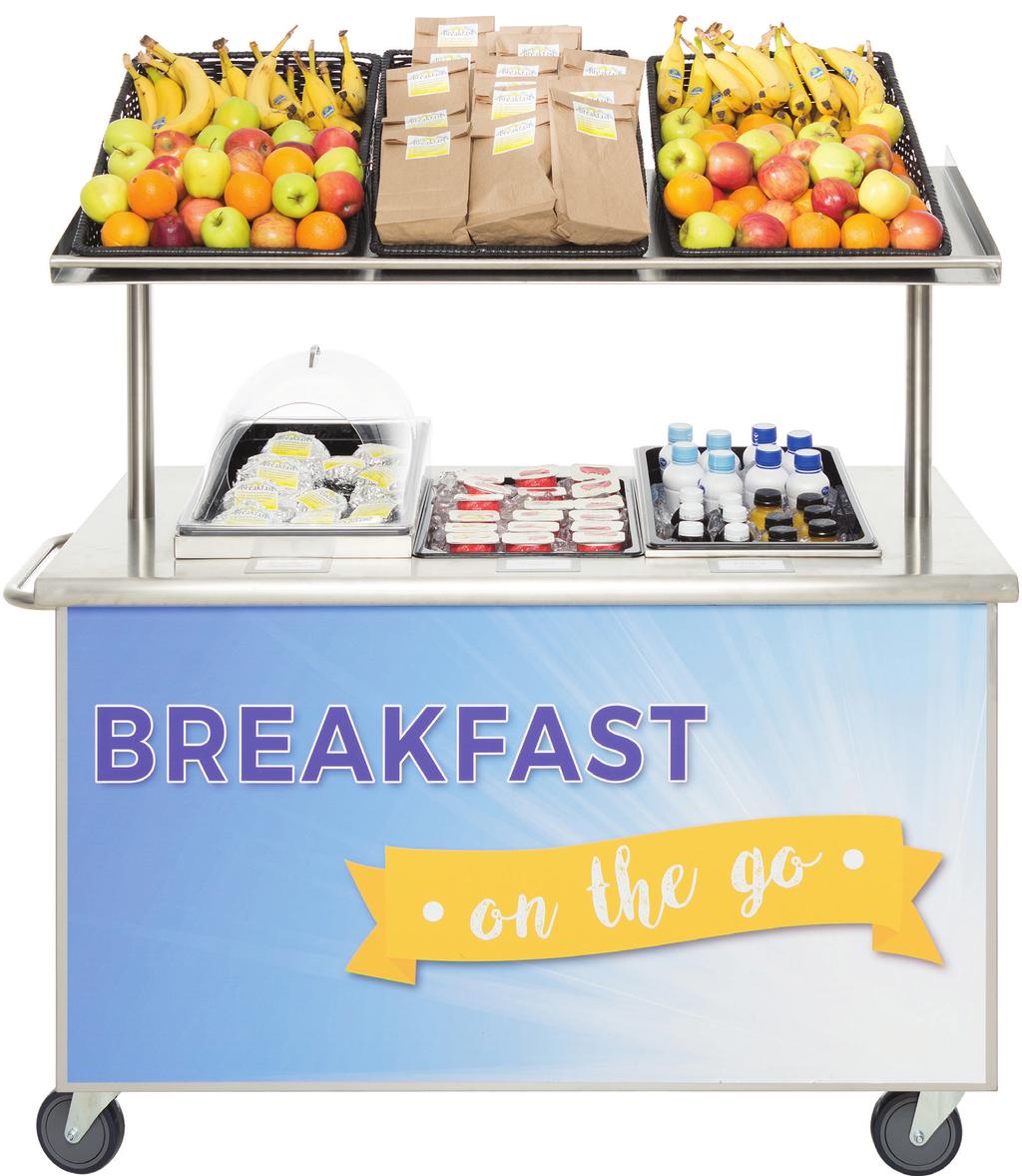 BREAKFAST $,850 (see below): $800 Side shelf included 76306 Stainless Steel Mobile Cart w/ Ice Bin and Side Shelf, 72 x 29 5/6 x 55 3/4 H 57638 Vinyl magnetic Brkfast on the Go Sign, 49 L x 26 H 435