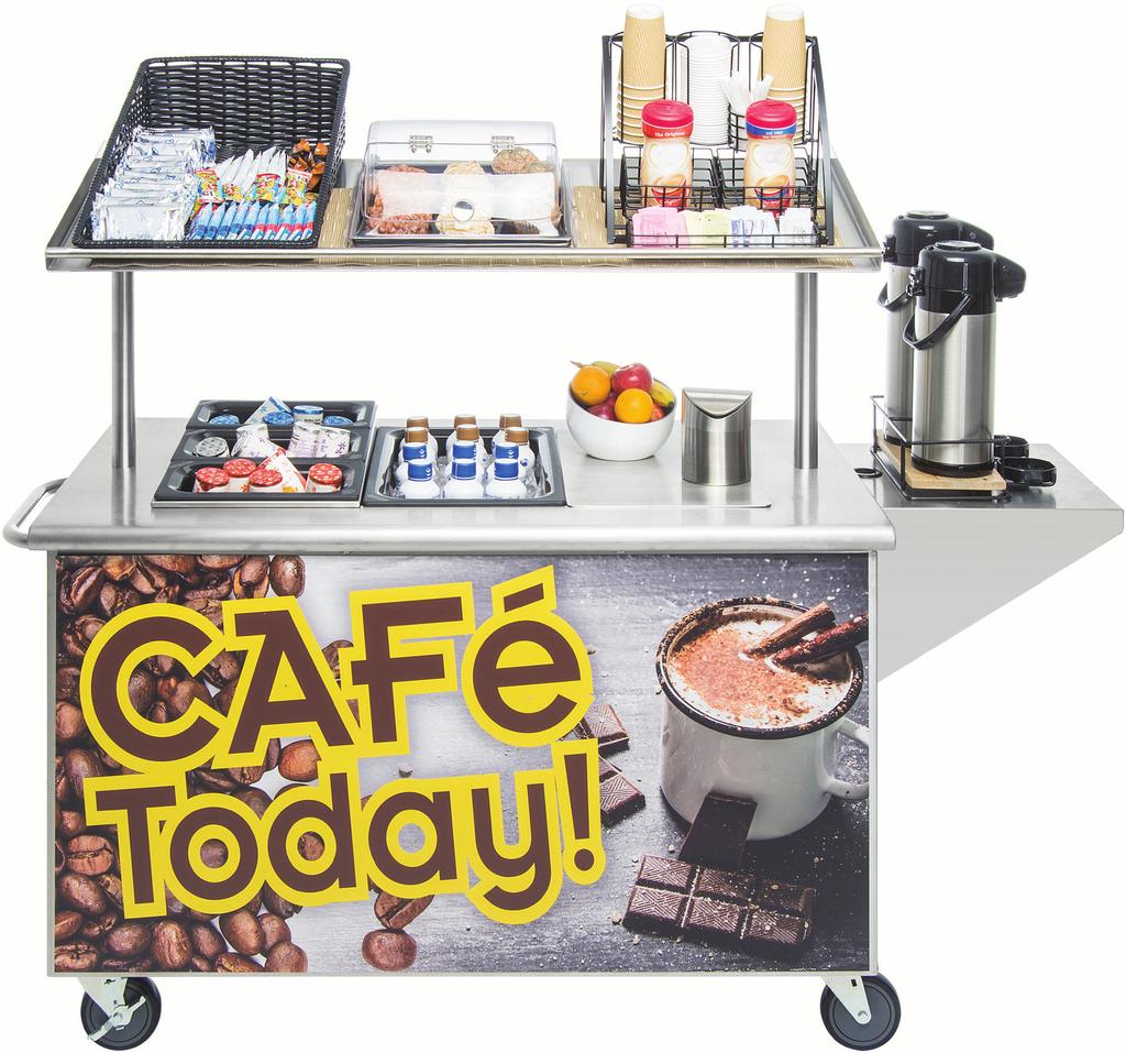 COFFEE cart $,850 Recommended Accessories (see below): $725 Item # Description Cs Pk Qty Item # Description Cs Pk Qty 76306 Stainless Steel Mobile Cart w/ Ice Bin and Side Shelf, 72 x 29 5/6 x 55 3/4