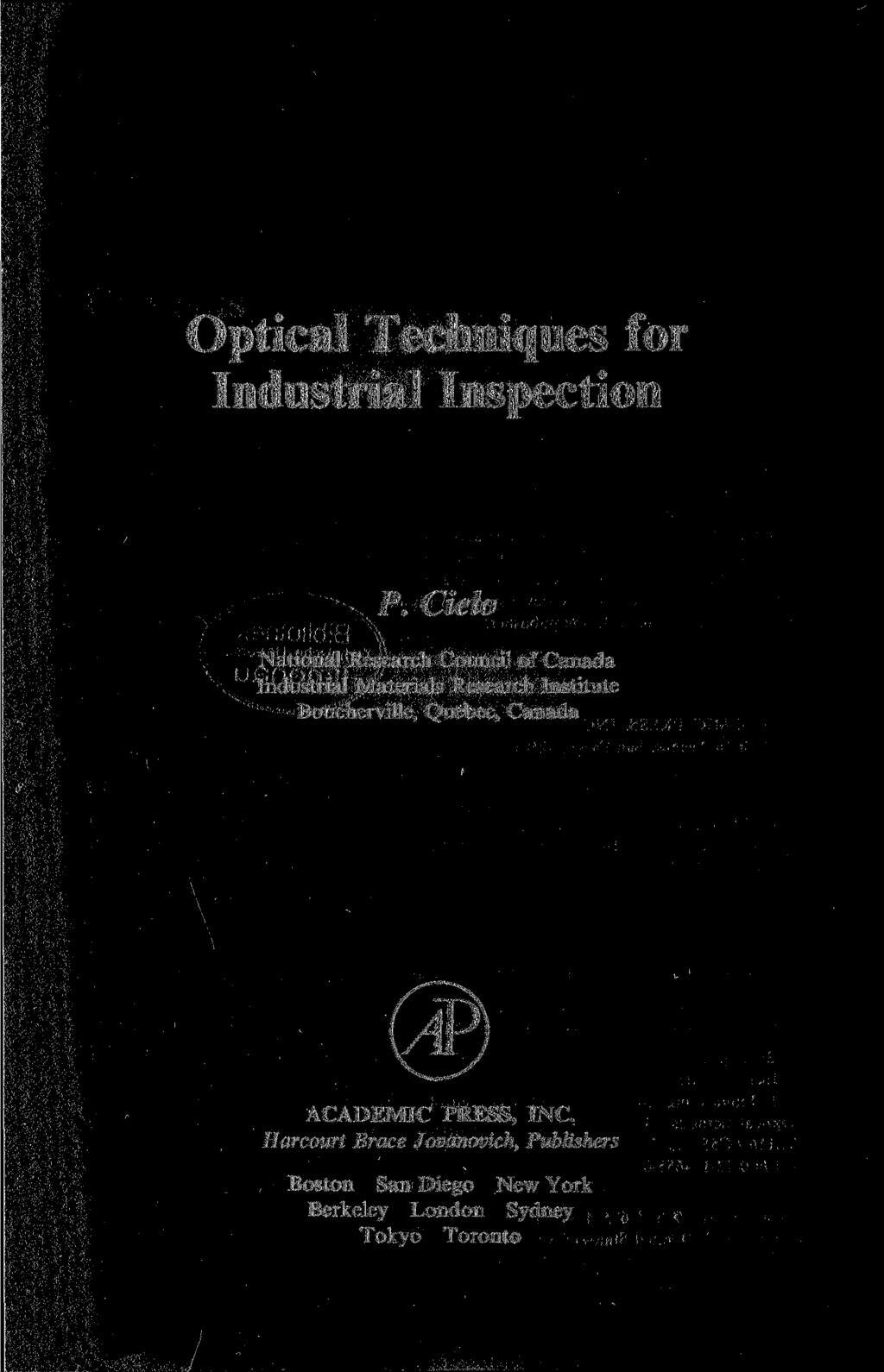 Optical Techniques for Industrial Inspection P.