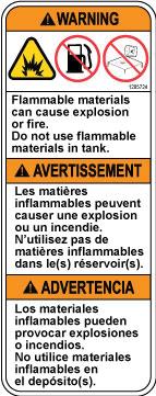 FOR SAFETY LABEL - Do not operate machine with the rear bumper door / step in the lowered