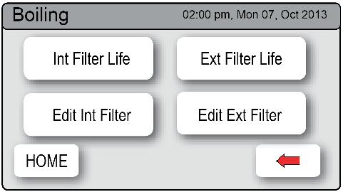 3. LCD Screen operation - Section G Filter Zip HydroTap G4 allows the user to adjust filter life and edit filter usage.