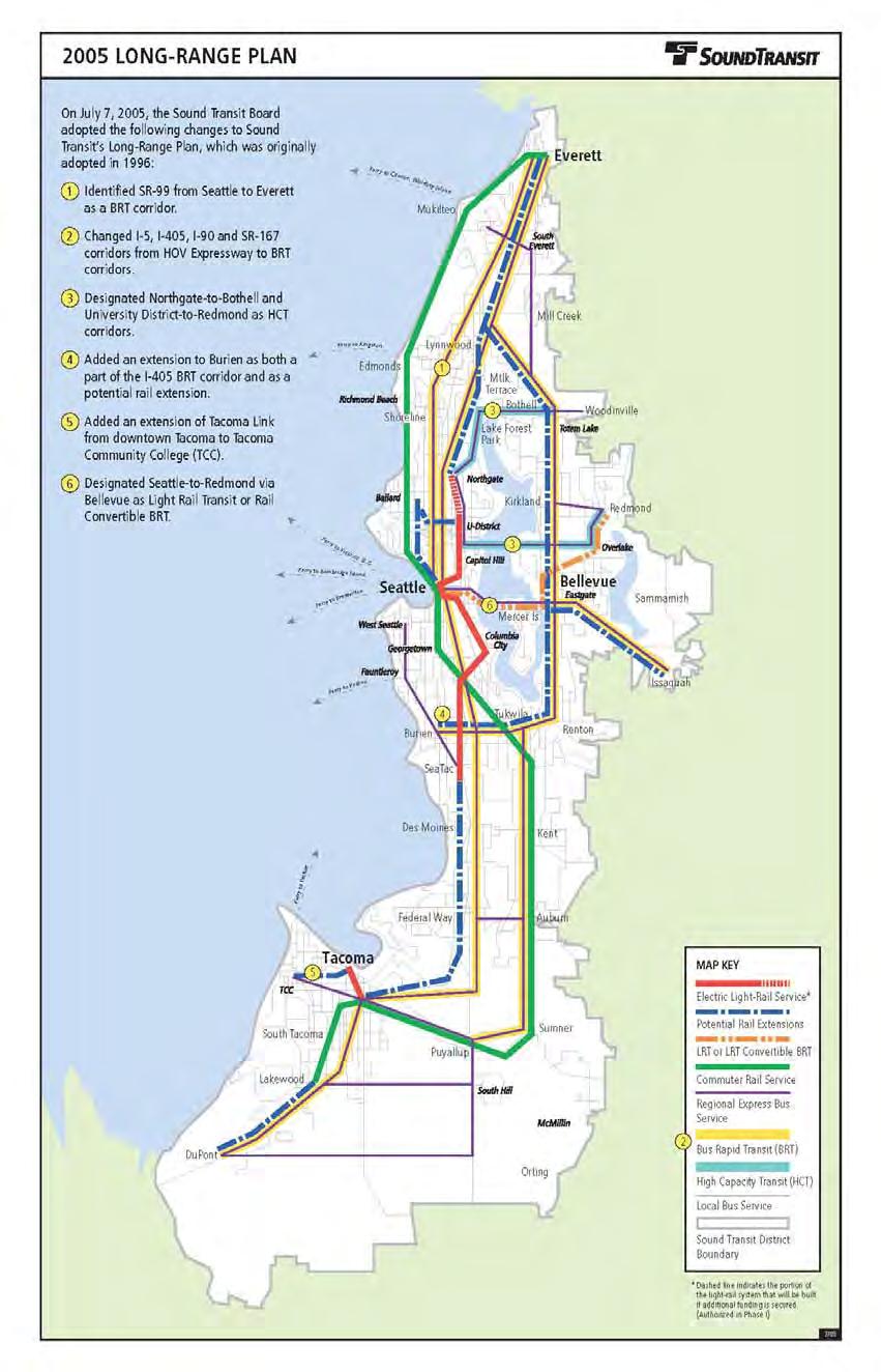 Regional Growth HCT Planning Source: Sound Transit, 2005a.