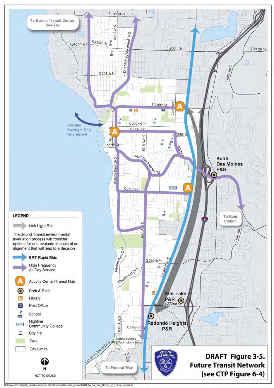 Review of Plans Pertinent to the Federal Way Transit Extension Source: City of Des Moines, 2009.