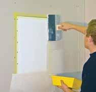 The installation process is as simple as fitting a drywall patch, and the speakers may be finished with a number of common modern methods.
