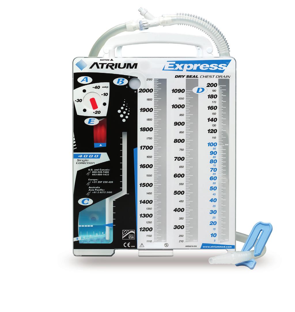 Atrium Express Dry suction dry seal chest drain Express Chest Drains offer quick and convenient set-up with patient protection.