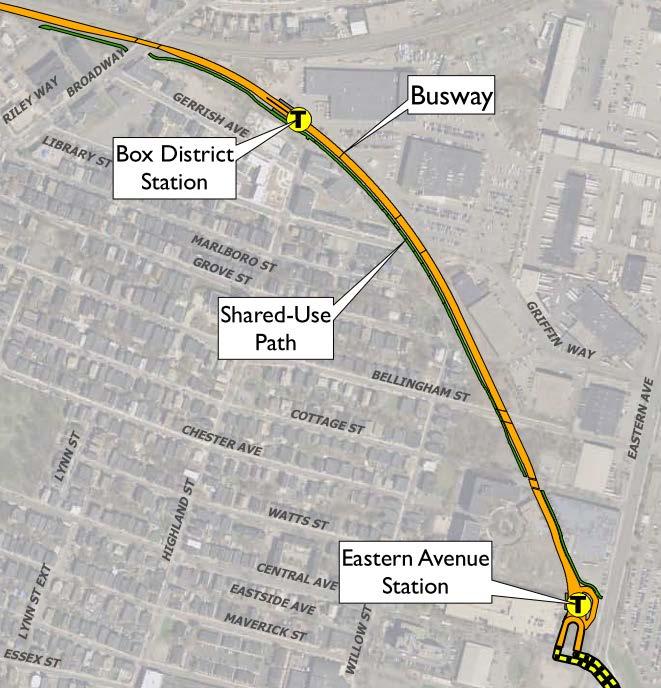 Shared-Use Path Ongoing coordination with EOEEA, City of Chelsea and consultants to incorporate design of proposed shared use path Proposed from Eastern Avenue Station to Chestnut Street