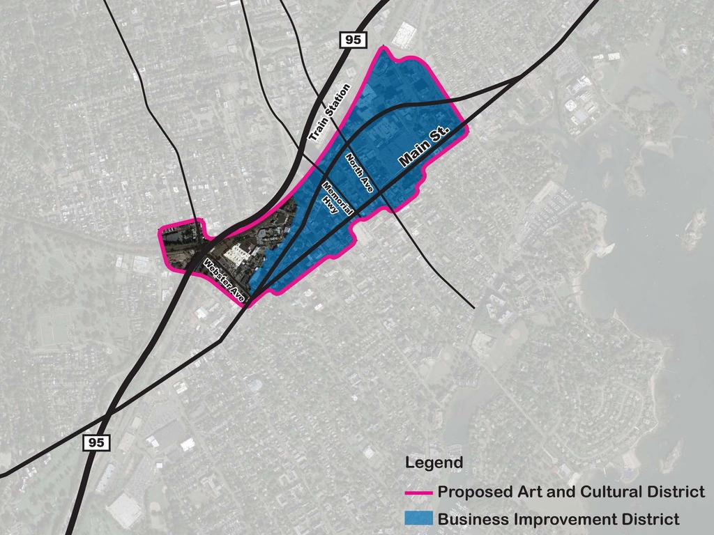 Half-mile radius from train New Rochelle Arts and Cultural District Plan Quarter-mile radius