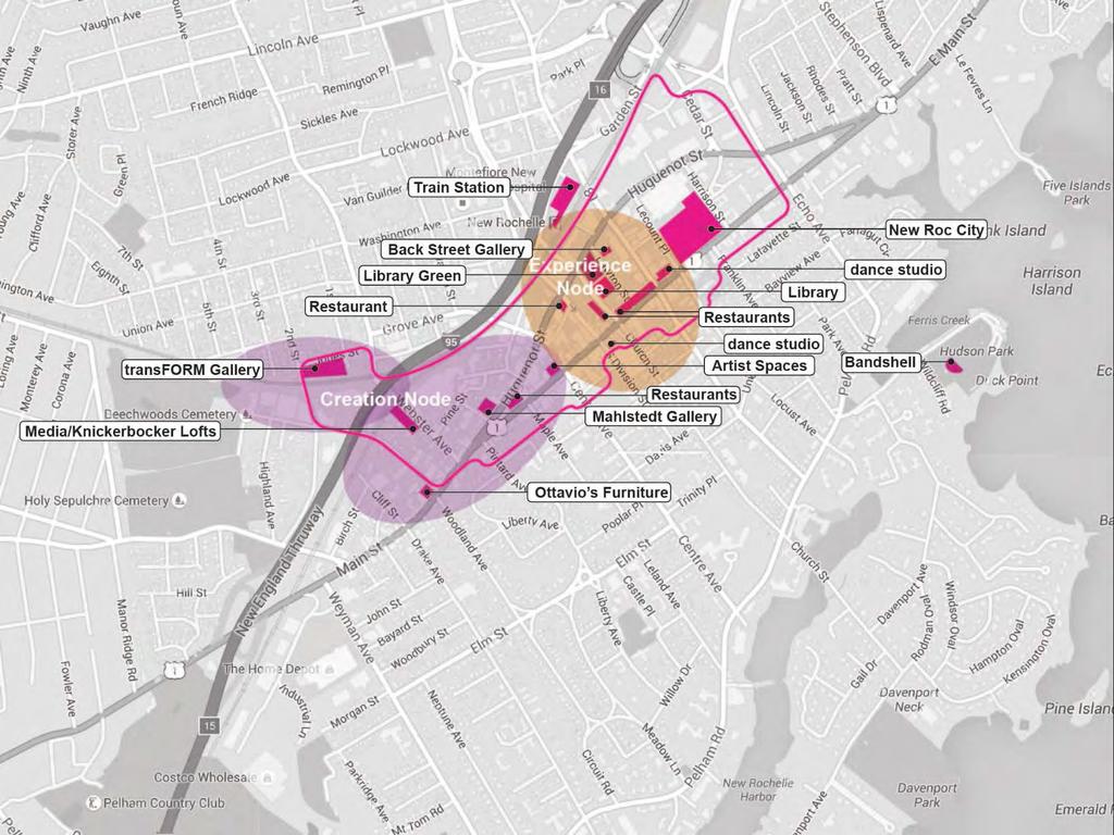 District Location An Arts + Cultural District for All Assets map with Conceptual Plan light shading