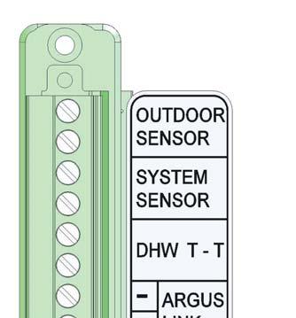 8 - ELECTRICAL CONNECTIONS Argus Link (Multiple boiler applications only) Outdoor Sensor, if used. A. Provided with boiler. B. Locate outdoor sensor to protect against wind and direct sunlight.