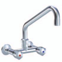 Wall mounted Wall mounted two handle mixer 3/4 Corona chrome removable metal handles Stainless steel valve seats Flat plate upper M 20 x 1,25 Swivel spout without stop and with adjustable gland