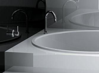 The bold curving hob spa outlet, with its swivel spout and effortless cascading flow is a premium choice