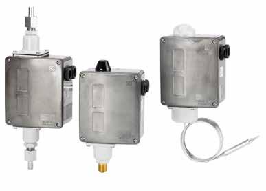 RT-E pressure and temperature switches for use in explosive zones incorporate an SPDT changeover switch, where contact position depends on the pressure or temperature values of the system.