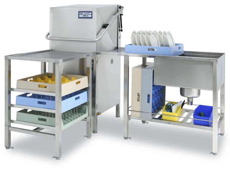 METOS WD-6 DISHWASHER See p. 111 for the pre-wash showers. Metos WD-6 hood type machines are fully automatic single tank dishwashers for demanding use in institutional and restaurant kitchens.