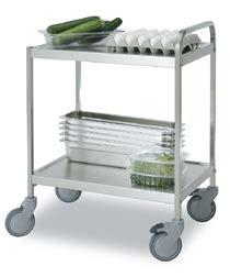 METOS SERVICE TROLLEYS Metos service trolley with push-handle is sturdy and of stainless steel throughout.