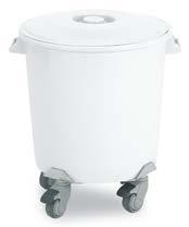 TROLLEYS Metos WAB conical waste bin in grey plastic. Diameter and volume: 458 mm/45 liters and 485 mm/65 litres.