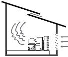 1) The WM-25~45SFCO evaporator units shall be installed above the ceiling with the supply air at one side and return air at the other side. It shall not be exposed to temperatures higher than 85 F.