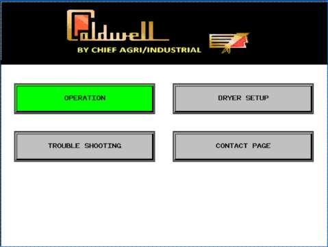 HMI Touchscreen Functionality: Main Screen (Home Page) - This is the top level main navigation screen.