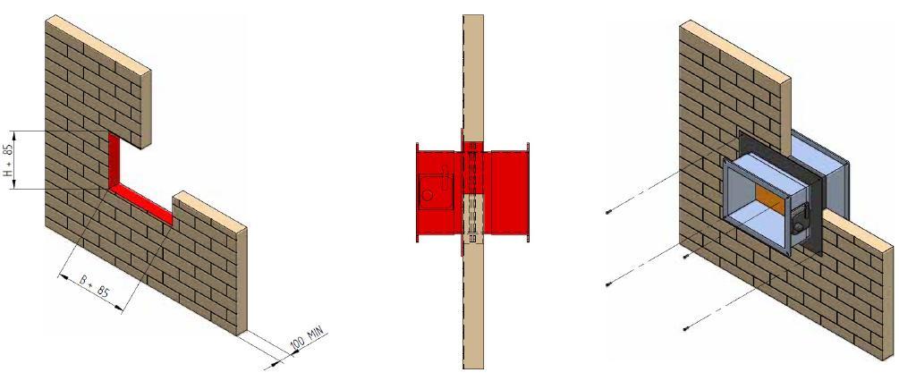 FIRE DAMPER KIT The fire damper kits can be installed at the inlet or delivery since the dimensions of its sections are identical.