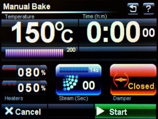 10-2 BAKING USING MANUAL MENU TOUCH TO OPEN MANUAL BAKE SCREEN OPTION SCREEN SET BAKE TIME AND TEMPERATURE SET TOP AND BOTTOM HEAT TOUCH POSITION ON THE SCREEN TO ACTIVATE THE KEYBOARD SCREEN.