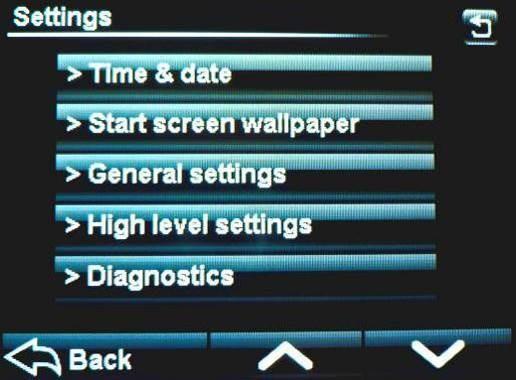 TOUCH BACK TO CONFIRM SETTINGS SCREEN