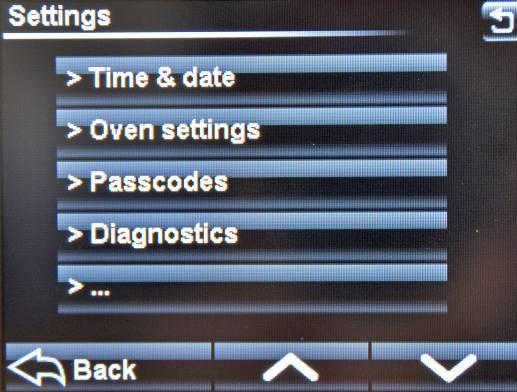 10-8 DIAGNOSTICS SETTINGS SCREEN TOUCH DIAGNOSTICS AND THE FOLLOWING SCREEN