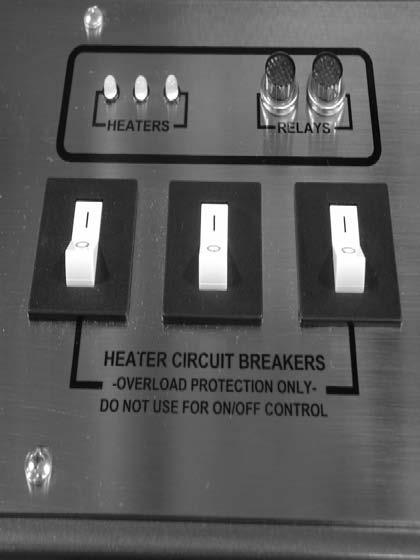 When Relay Lights are "off", the relays are "closed" and power is applied to the heaters (Heater LED's On).