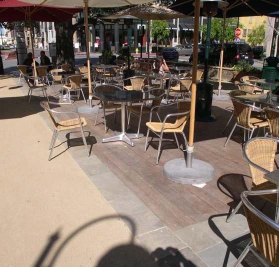 Uniquely-designed benches, bike racks, signage, tables, chairs, and trash cans can contribute to the character and