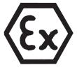 Division 1, Group A, B, C, D, E, F, G - Dust Class II and III Division 1, Group E, F, G - Class I, Zone 0, AEx ia II C Ex- protection EEx ia I/II C T6 according to ATEX for: Gases, vapors and mist: