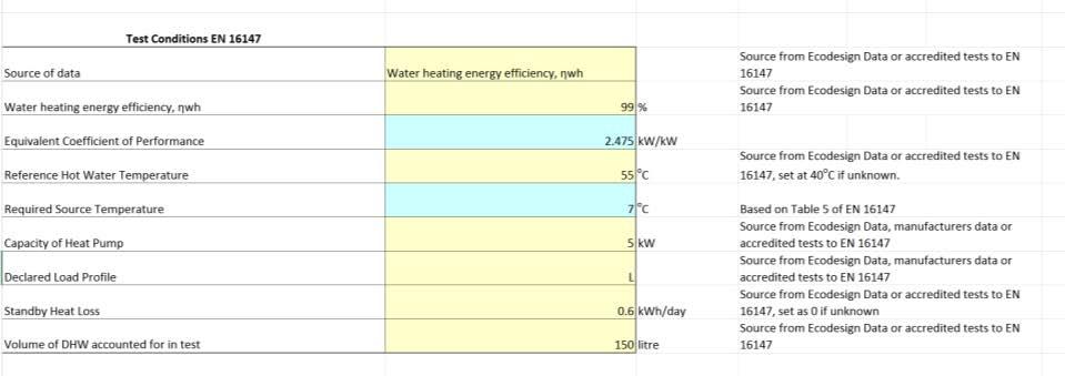 Figure 35: Heat Pump Tool Product Performance Data EN 14825-2 The source and sink temperatures displayed are based on the type of heat pump and the temperature control (also called capacity control).
