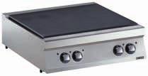 SOLID TOPS PLATES FOR AMPLE COOKING SURFACE GAS, WORK ON THE WHOLE SURFACE The solid top is fitted with a vast cast iron griddle with a useful surface for resting pots up to 800x700 mm.