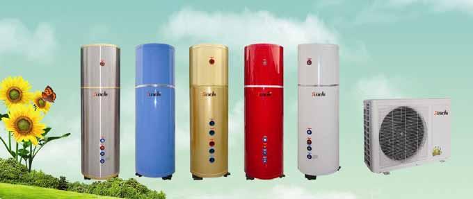 HOME USE WATER CRCLE HEAT PUMP High Efficiency: this water heater collects the heat from the air and the electricity is only used to drive the compressor to pump up the heat from the air.