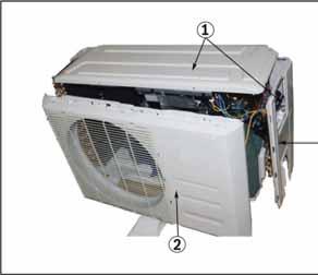 Stop operation of the air conditioner and turn OFF the power breaker. 2. Remove the big handle first,then remove the top panel (3 screws). 3.