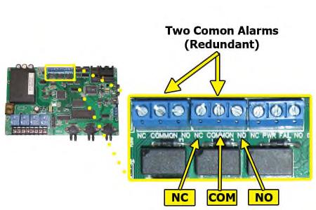 8.12.3 Wire the Common Alarm wire pair to the Control Board as required: COMMON & NO for CLOSE ON ALARM operation.