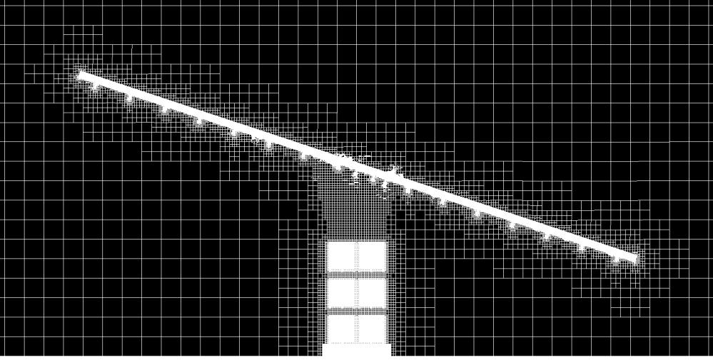 025 m (1 in.), whereas the uniform mesh below the ceiling (down to 0.3-0.6 m (12-24 in.) perpendicular distance) was kept at a 0.1 m (4 in.) resolution.