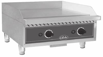 5" depth 1/2" plate thickness Highly polished griddle plate fully welded to stainless steel frame Stainless steel construction & extended cool-to-touch front edge Heat and thermostatic controls every