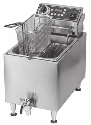Electric COUNTERTOP PASTA COOKER Stainless steel construction Swing-up, locking element for easy cleaning Permanently attached stainless steel boiling pot with front mounted drain spigot 75 F 215